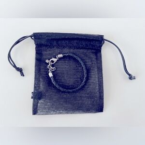 Pandora black leather bracelet.